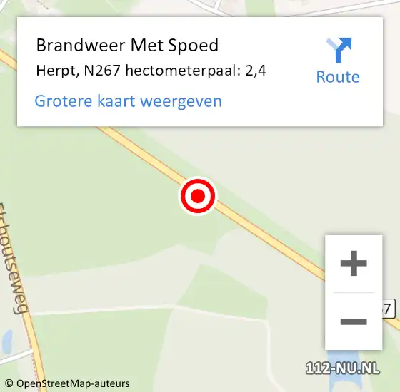 Locatie op kaart van de 112 melding: Brandweer Met Spoed Naar Herpt, N267 hectometerpaal: 2,4 op 14 juli 2019 21:20
