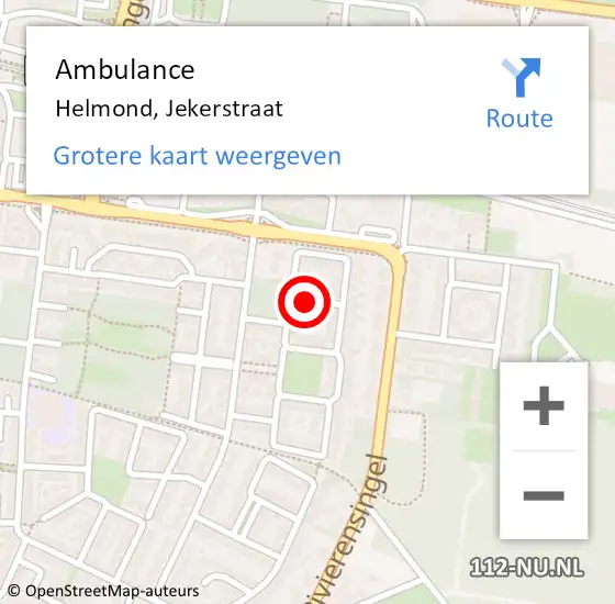 Locatie op kaart van de 112 melding: Ambulance Helmond, Jekerstraat op 15 juli 2019 01:43