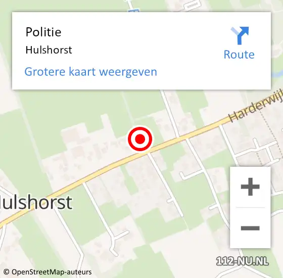 Locatie op kaart van de 112 melding: Politie Hulshorst op 15 juli 2019 04:07