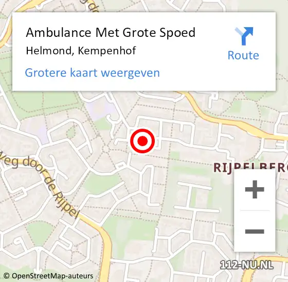 Locatie op kaart van de 112 melding: Ambulance Met Grote Spoed Naar Helmond, Kempenhof op 15 juli 2019 06:10