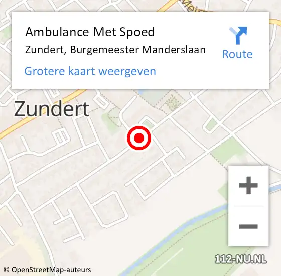 Locatie op kaart van de 112 melding: Ambulance Met Spoed Naar Zundert, Burgemeester Manderslaan op 15 juli 2019 10:31