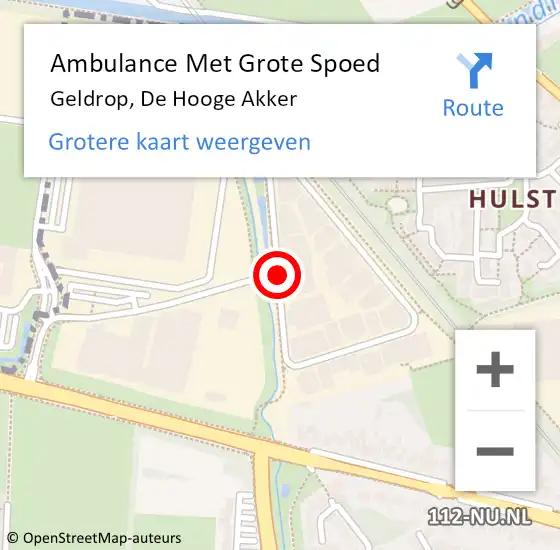 Locatie op kaart van de 112 melding: Ambulance Met Grote Spoed Naar Geldrop, De Hooge Akker op 15 juli 2019 10:31