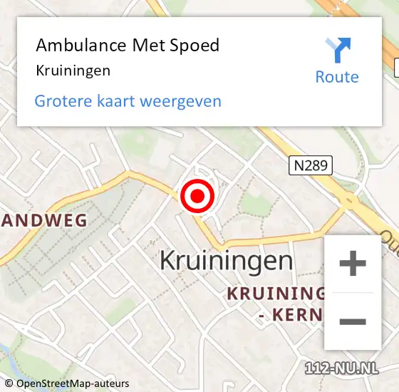 Locatie op kaart van de 112 melding: Ambulance Met Spoed Naar Kruiningen op 15 juli 2019 15:20