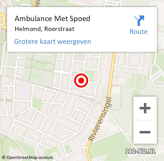 Locatie op kaart van de 112 melding: Ambulance Met Spoed Naar Helmond, Roerstraat op 15 juli 2019 16:23
