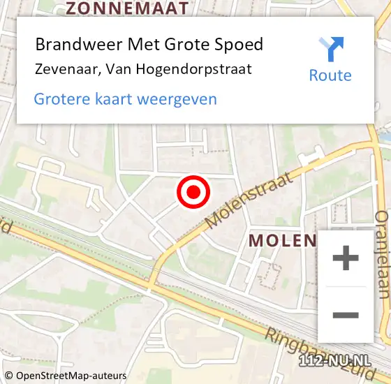 Locatie op kaart van de 112 melding: Brandweer Met Grote Spoed Naar Zevenaar, Van Hogendorpstraat op 15 juli 2019 17:15