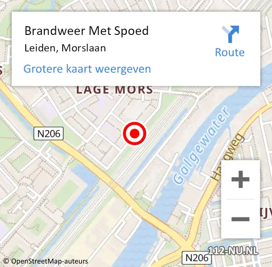Locatie op kaart van de 112 melding: Brandweer Met Spoed Naar Leiden, Morslaan op 15 juli 2019 17:45