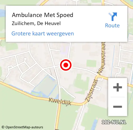Locatie op kaart van de 112 melding: Ambulance Met Spoed Naar Zuilichem, De Heuvel op 15 juli 2019 17:48
