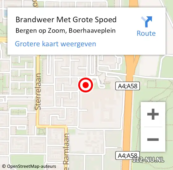 Locatie op kaart van de 112 melding: Brandweer Met Grote Spoed Naar Bergen op Zoom, Boerhaaveplein op 15 juli 2019 18:30