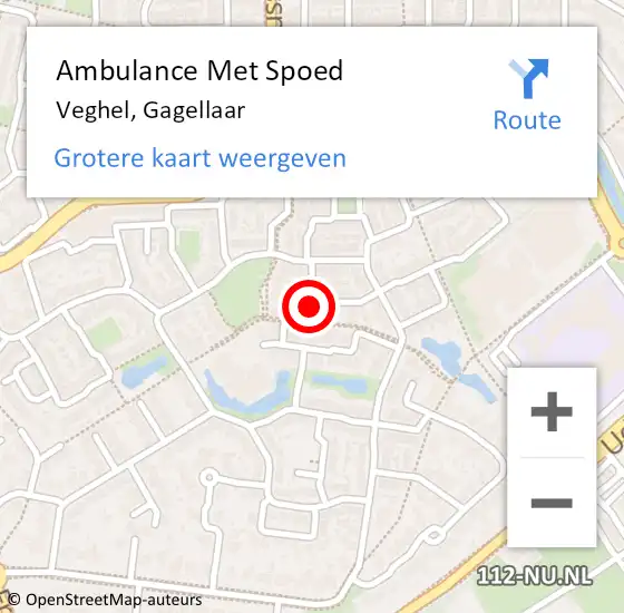 Locatie op kaart van de 112 melding: Ambulance Met Spoed Naar Veghel, Gagellaar op 15 juli 2019 20:48