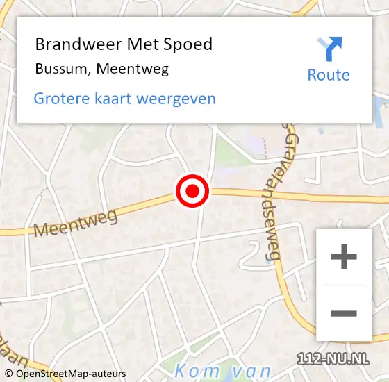 Locatie op kaart van de 112 melding: Brandweer Met Spoed Naar Hilversum, Meentweg op 15 juli 2019 20:59
