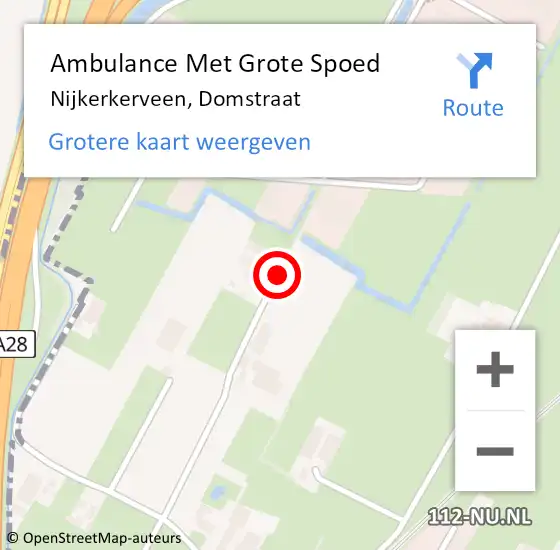 Locatie op kaart van de 112 melding: Ambulance Met Grote Spoed Naar Nijkerkerveen, Domstraat op 15 juli 2019 22:03