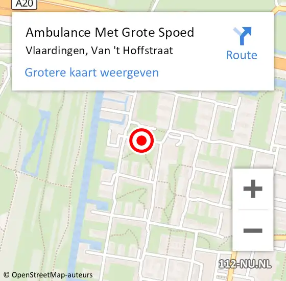 Locatie op kaart van de 112 melding: Ambulance Met Grote Spoed Naar Vlaardingen, van 't Hoffstraat op 16 juli 2019 00:31