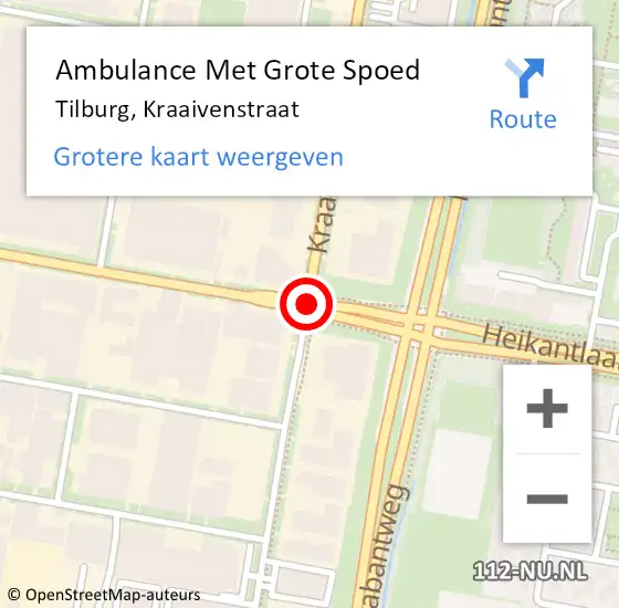 Locatie op kaart van de 112 melding: Ambulance Met Grote Spoed Naar Tilburg, Kraaivenstraat op 16 juli 2019 07:15