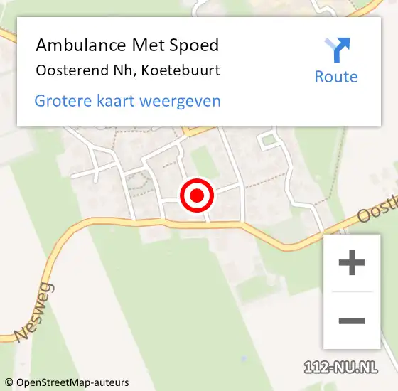 Locatie op kaart van de 112 melding: Ambulance Met Spoed Naar Oosterend Nh, Koetebuurt op 16 juli 2019 07:37