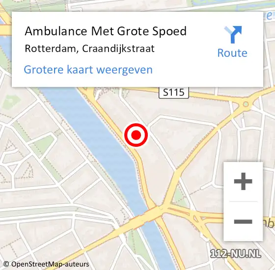 Locatie op kaart van de 112 melding: Ambulance Met Grote Spoed Naar Rotterdam, Craandijkstraat op 16 juli 2019 15:19