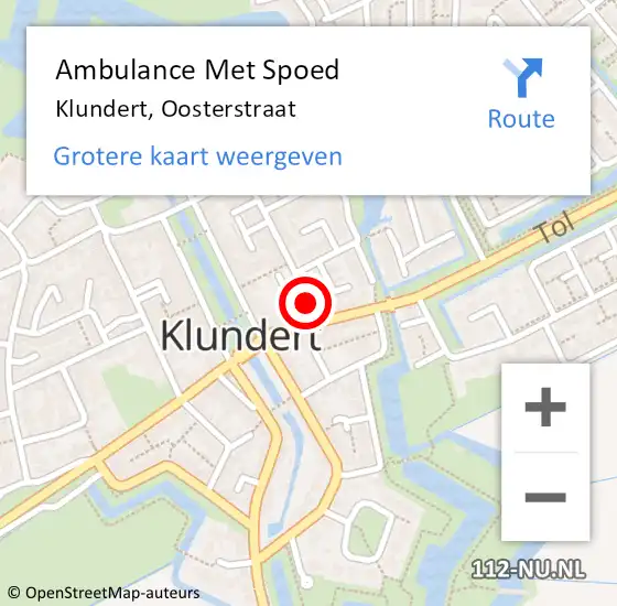 Locatie op kaart van de 112 melding: Ambulance Met Spoed Naar Klundert, Oosterstraat op 16 juli 2019 19:13