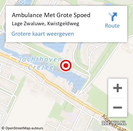 Locatie op kaart van de 112 melding: Ambulance Met Grote Spoed Naar Lage Zwaluwe, Kwistgeldweg op 16 juli 2019 19:20