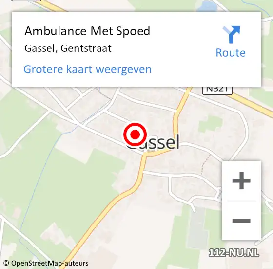 Locatie op kaart van de 112 melding: Ambulance Met Spoed Naar Gassel, Gentstraat op 16 juli 2019 19:53
