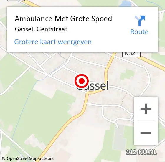 Locatie op kaart van de 112 melding: Ambulance Met Grote Spoed Naar Gassel, Gentstraat op 16 juli 2019 19:56