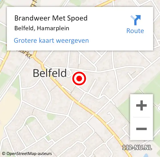 Locatie op kaart van de 112 melding: Brandweer Met Spoed Naar Belfeld, Hamarplein op 16 juli 2019 20:34