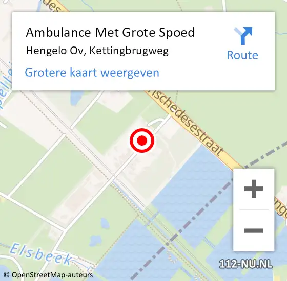 Locatie op kaart van de 112 melding: Ambulance Met Grote Spoed Naar Hengelo Ov, Kettingbrugweg op 16 juli 2019 21:16