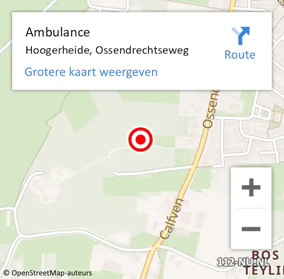 Locatie op kaart van de 112 melding: Ambulance Hoogerheide, Ossendrechtseweg op 16 juli 2019 21:27
