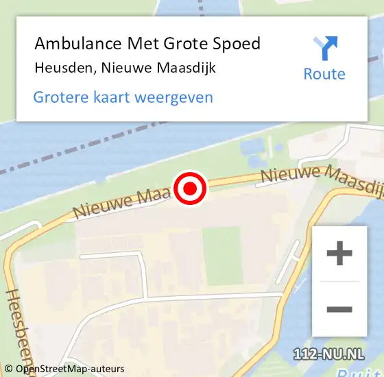 Locatie op kaart van de 112 melding: Ambulance Met Grote Spoed Naar Heusden, Nieuwe Maasdijk op 16 juli 2019 22:14
