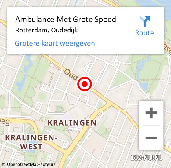 Locatie op kaart van de 112 melding: Ambulance Met Grote Spoed Naar Rotterdam, Oudedijk op 16 juli 2019 22:14