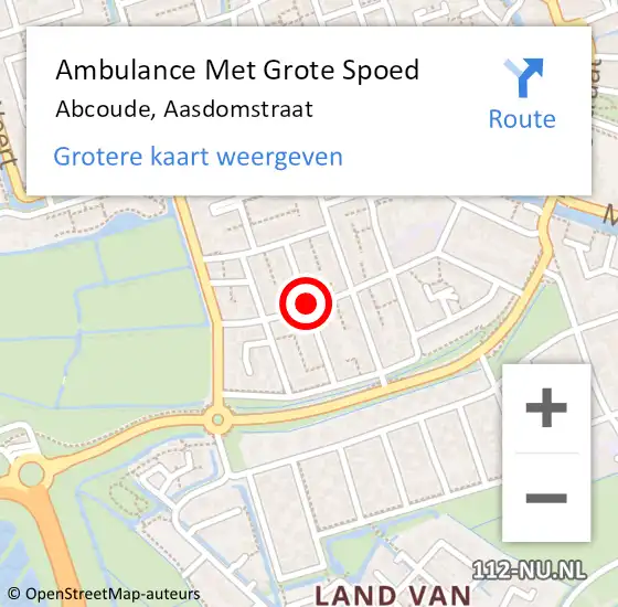 Locatie op kaart van de 112 melding: Ambulance Met Grote Spoed Naar Abcoude, Aasdomstraat op 17 juli 2019 09:11