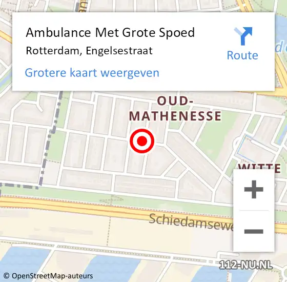 Locatie op kaart van de 112 melding: Ambulance Met Grote Spoed Naar Rotterdam, Portugesestraat op 17 juli 2019 09:16