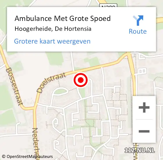 Locatie op kaart van de 112 melding: Ambulance Met Grote Spoed Naar Hoogerheide, De Hortensia op 17 juli 2019 12:05