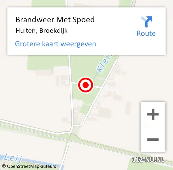 Locatie op kaart van de 112 melding: Brandweer Met Spoed Naar Hulten, Broekdijk op 17 juli 2019 13:21