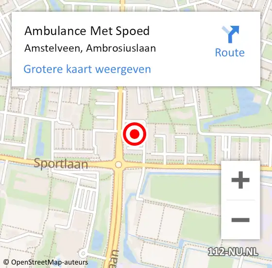 Locatie op kaart van de 112 melding: Ambulance Met Spoed Naar Amstelveen, Ambrosiuslaan op 17 juli 2019 13:21