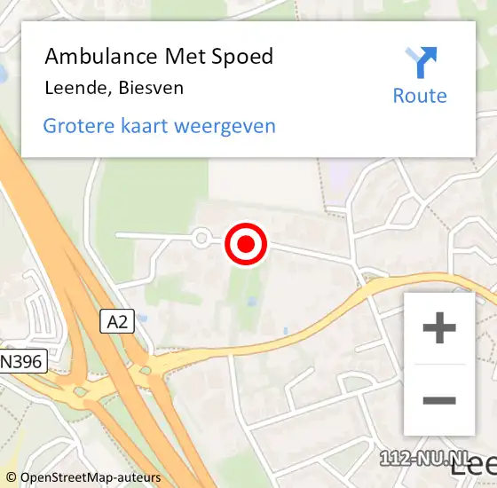 Locatie op kaart van de 112 melding: Ambulance Met Spoed Naar Leende, Biesven op 17 juli 2019 17:24
