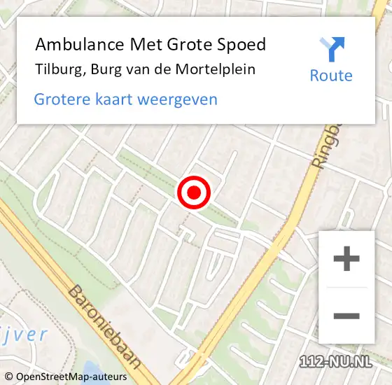 Locatie op kaart van de 112 melding: Ambulance Met Grote Spoed Naar Tilburg, Burg van de Mortelplein op 17 juli 2019 21:16