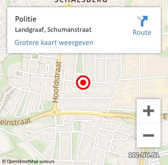 Locatie op kaart van de 112 melding: Politie Landgraaf, Schumanstraat op 17 juli 2019 21:51