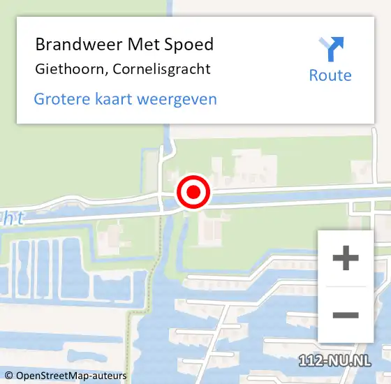 Locatie op kaart van de 112 melding: Brandweer Met Spoed Naar Giethoorn, Cornelisgracht op 7 april 2014 20:31
