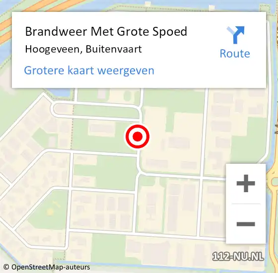 Locatie op kaart van de 112 melding: Brandweer Met Grote Spoed Naar Hoogeveen, Buitenvaart op 18 juli 2019 08:54