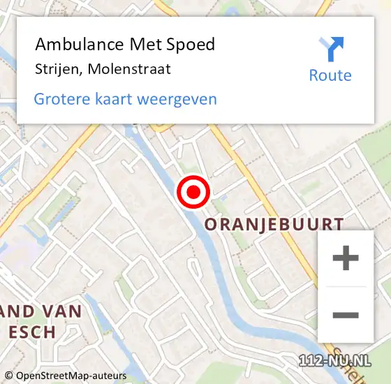 Locatie op kaart van de 112 melding: Ambulance Met Spoed Naar Strijen, Molenstraat op 18 juli 2019 09:21