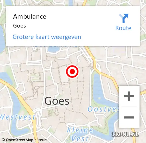 Locatie op kaart van de 112 melding: Ambulance Goes op 18 juli 2019 10:26