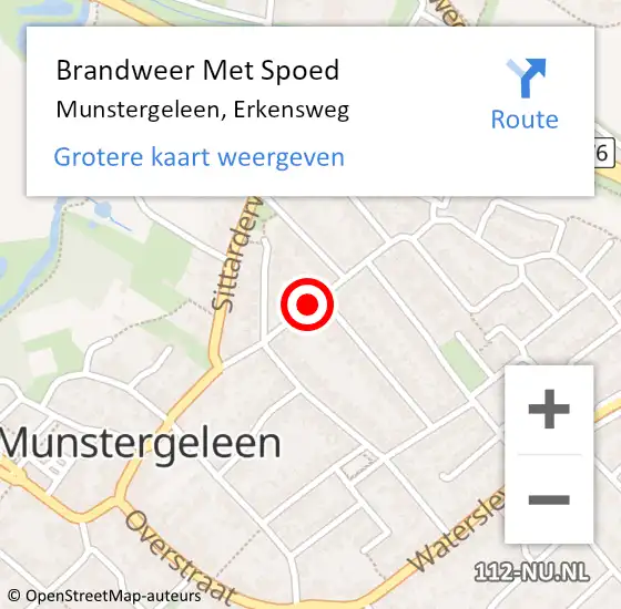 Locatie op kaart van de 112 melding: Brandweer Met Spoed Naar Munstergeleen, Erkensweg op 18 juli 2019 14:02