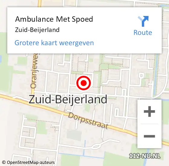 Locatie op kaart van de 112 melding: Ambulance Met Spoed Naar Zuid-Beijerland op 18 juli 2019 14:58