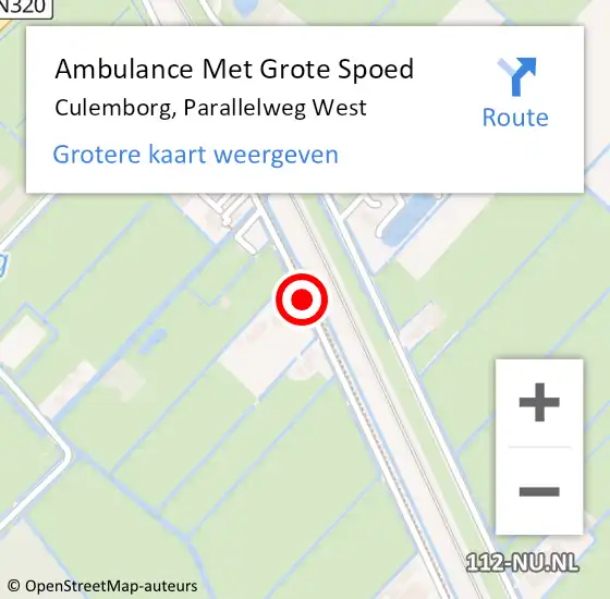Locatie op kaart van de 112 melding: Ambulance Met Grote Spoed Naar Culemborg, Parallelweg West op 18 juli 2019 16:13
