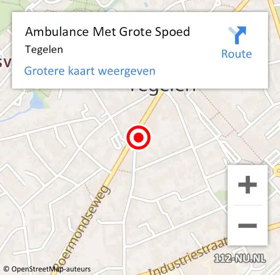 Locatie op kaart van de 112 melding: Ambulance Met Grote Spoed Naar Tegelen op 18 juli 2019 18:17