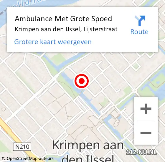 Locatie op kaart van de 112 melding: Ambulance Met Grote Spoed Naar Krimpen aan den IJssel, Lijsterstraat op 18 juli 2019 18:34