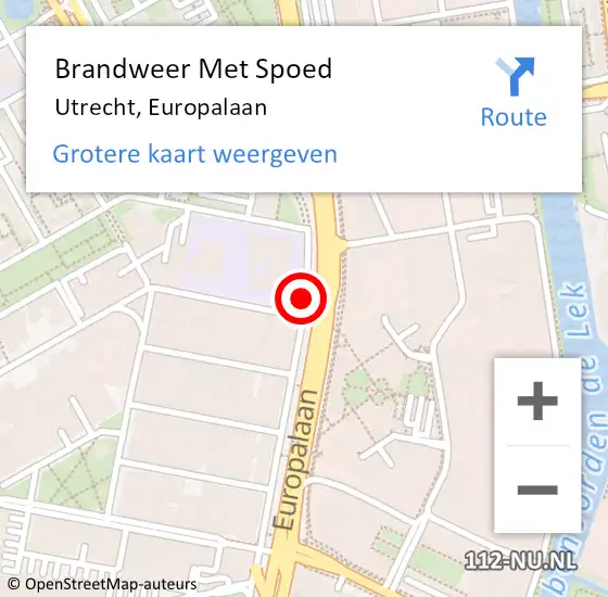 Locatie op kaart van de 112 melding: Brandweer Met Spoed Naar Utrecht, Europalaan op 18 juli 2019 21:05