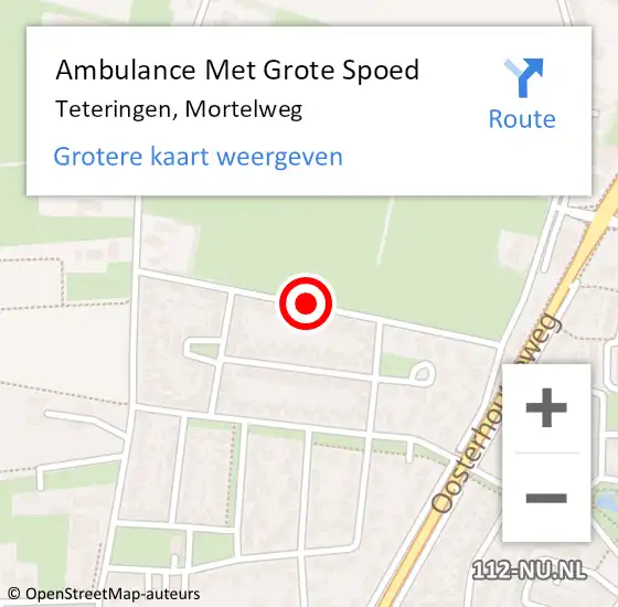 Locatie op kaart van de 112 melding: Ambulance Met Grote Spoed Naar Teteringen, Mortelweg op 18 juli 2019 21:06