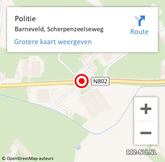 Locatie op kaart van de 112 melding: Politie Barneveld, Scherpenzeelseweg op 18 juli 2019 21:58