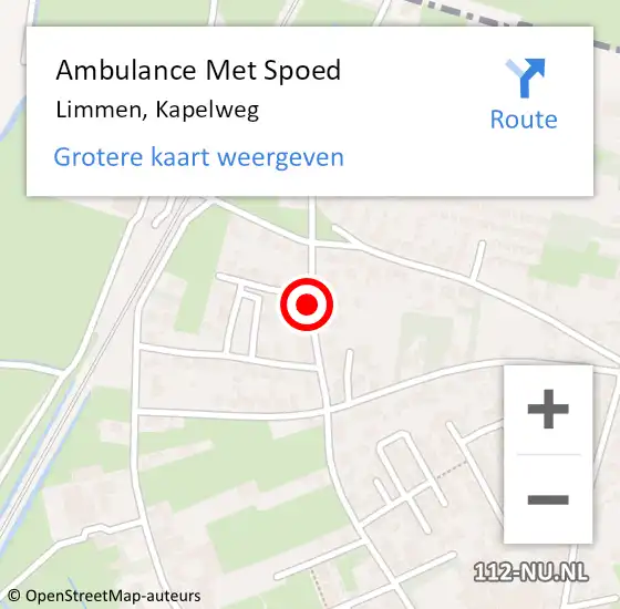 Locatie op kaart van de 112 melding: Ambulance Met Spoed Naar Limmen, Kapelweg op 19 juli 2019 00:58