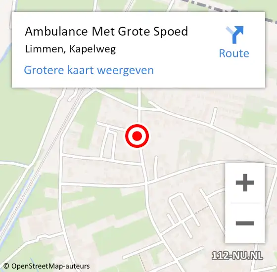 Locatie op kaart van de 112 melding: Ambulance Met Grote Spoed Naar Limmen, Kapelweg op 19 juli 2019 00:59